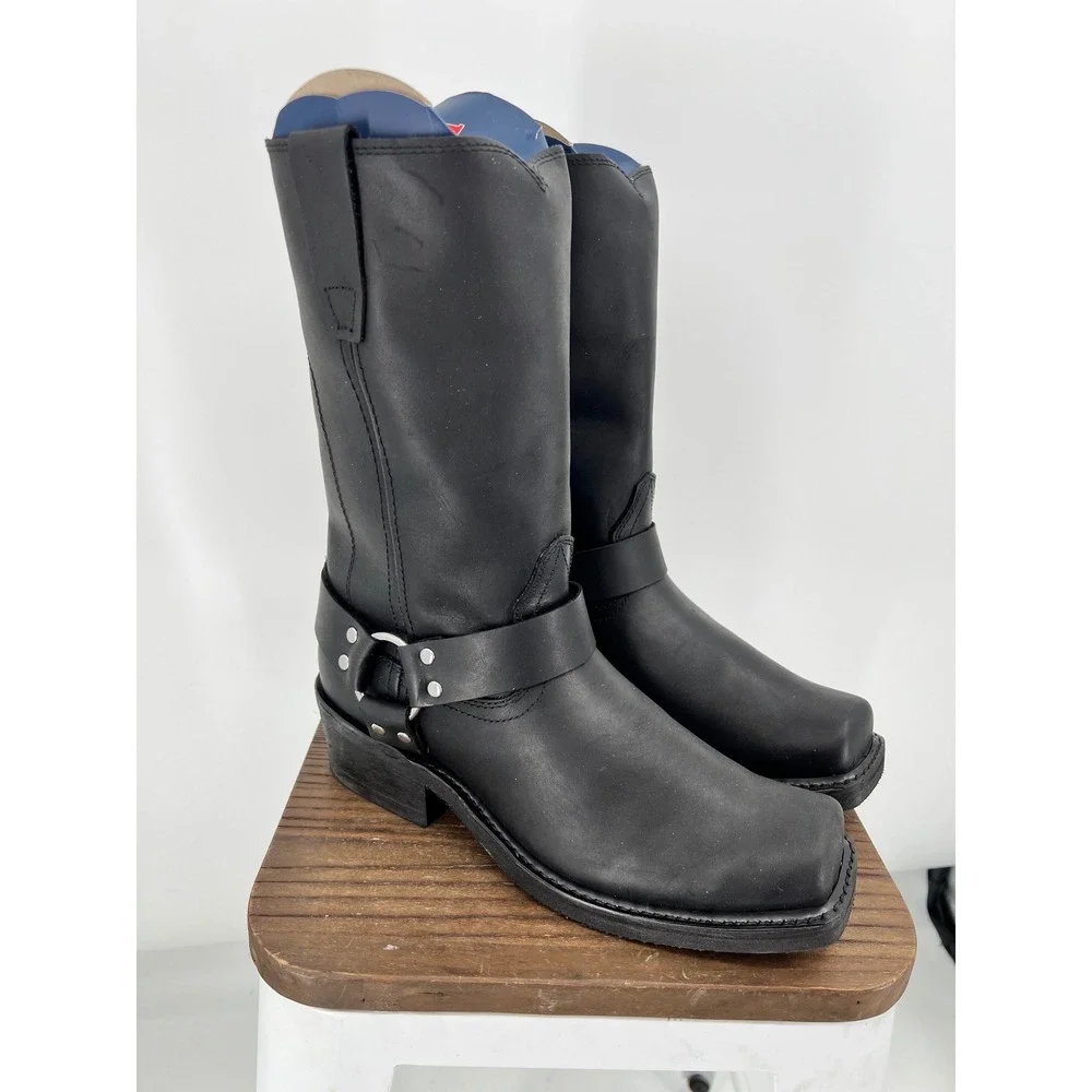 Durango Mens 11 Inch Harness Boot Black Leather Square Toe Biker DB510 9EE